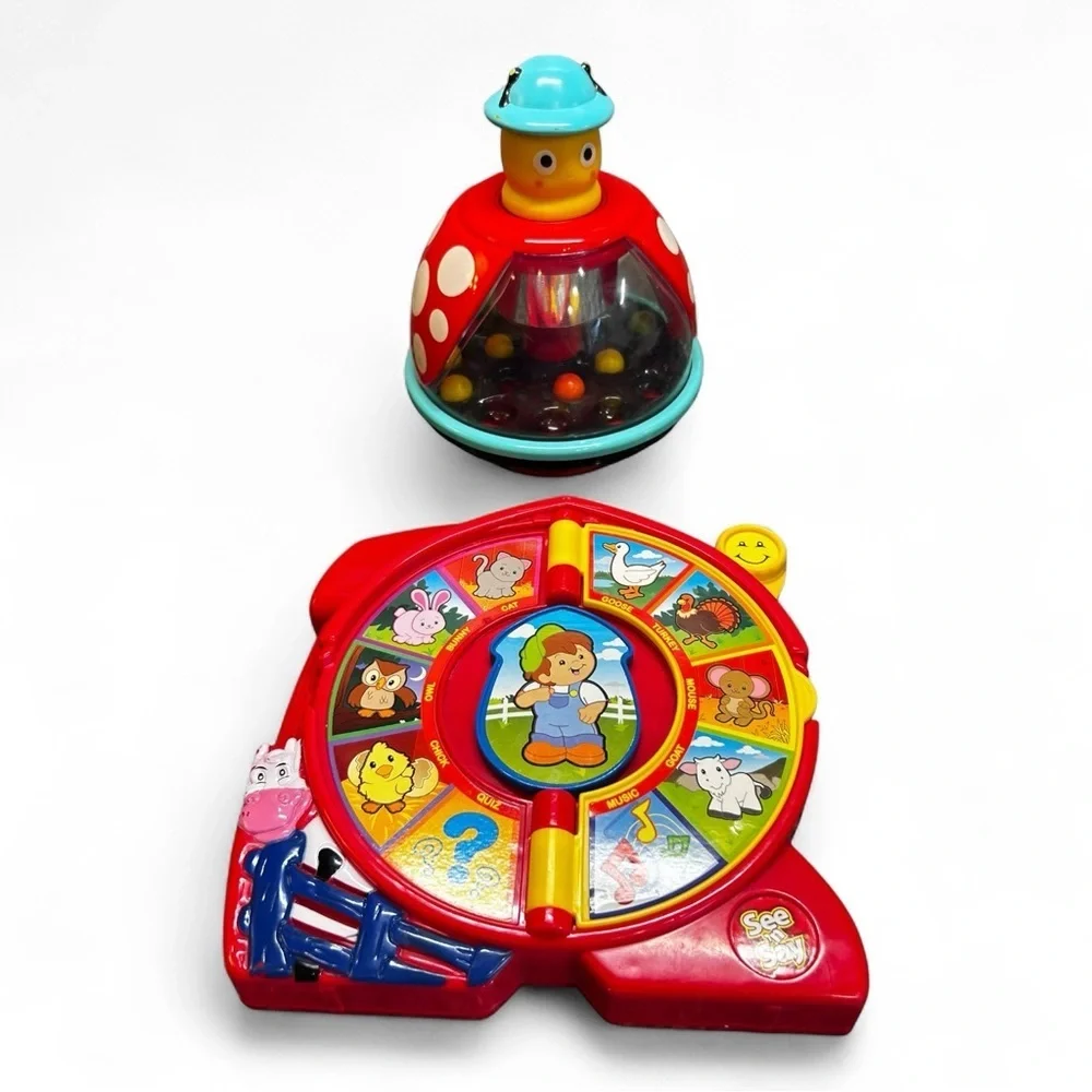 Toddler Interactive Toy Set Battat Ladybug BallPopper + Fisher-Price See ‘n Say
